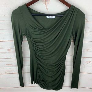 Bailey 44 | Olive Green Ruched Long Sleeve Top S